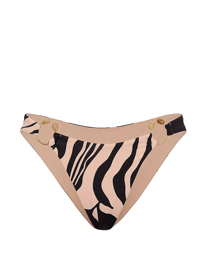 Beach Hoops Textured Jacquard Brazilian Bikini Bottom