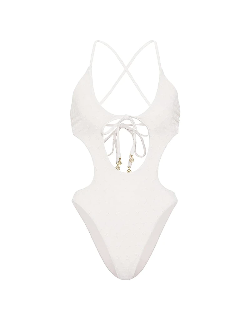 Eyelet Cut-Out Monokini One-Piece Swimsuit