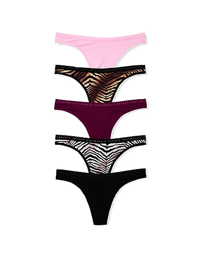 5-Pack Stretch Cotton Scoop Thong Panties