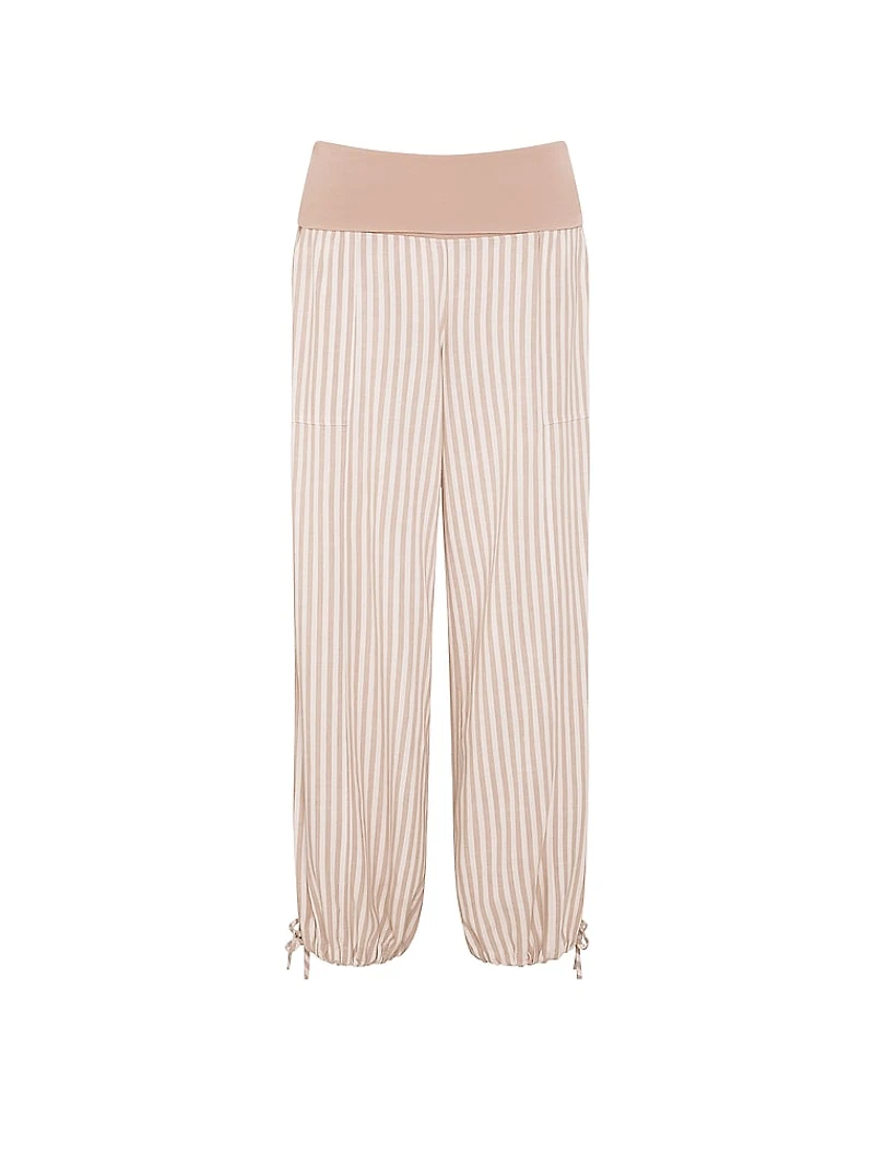 Foldover Linen Jogger Pants