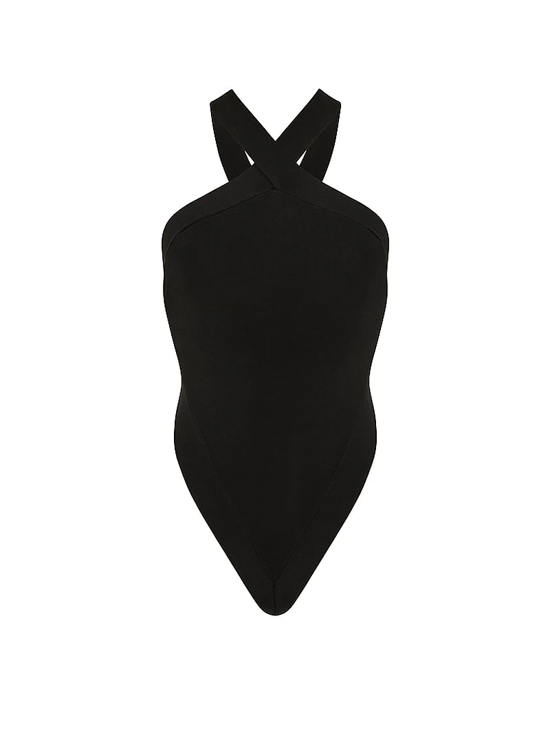 Knit Halter Open-Back Bodysuit