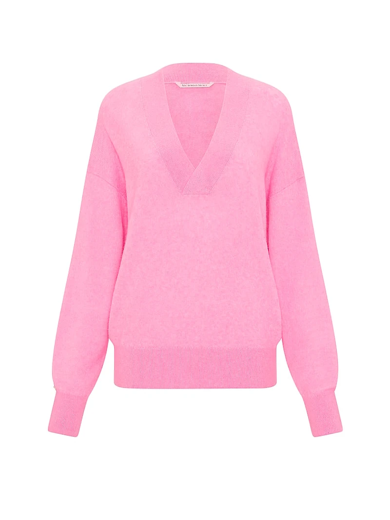 Luxe Knit Oversized V-Neck Sweater