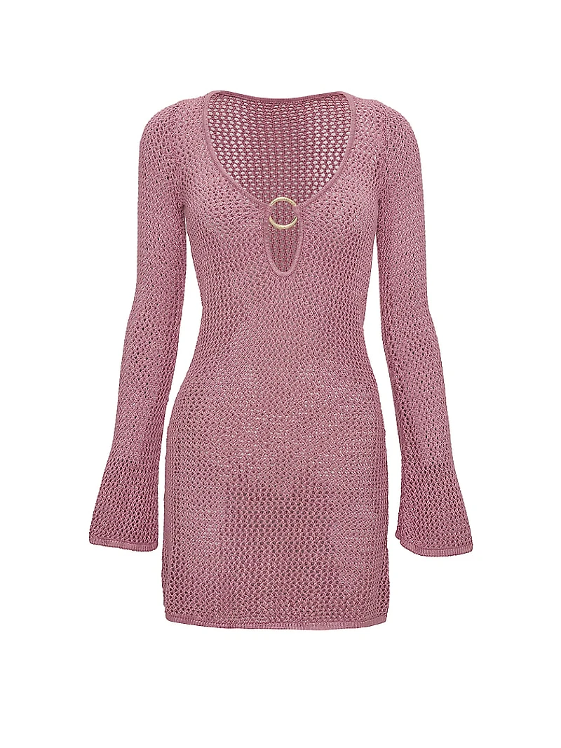 Beachwear Crochet Long-Sleeve Mini Dress