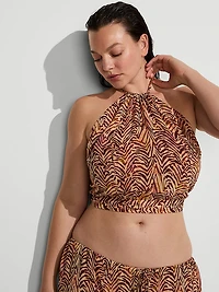 Beachwear Sheer Crinkle Halter Top