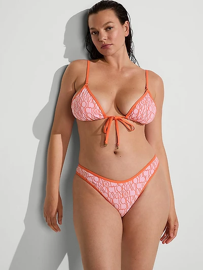 Logo Tie-Front Triangle Bikini Top