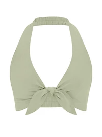 Beachwear Linen Tie-Front Crop Top