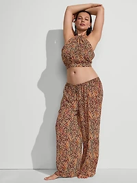 Beachwear Sheer Crinkle Wide-Leg Pant