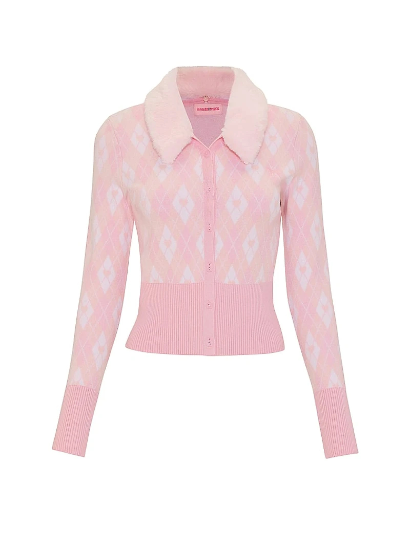 PINK | Elle Jacquard Knit Cardigan