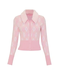 PINK | Elle Jacquard Knit Cardigan