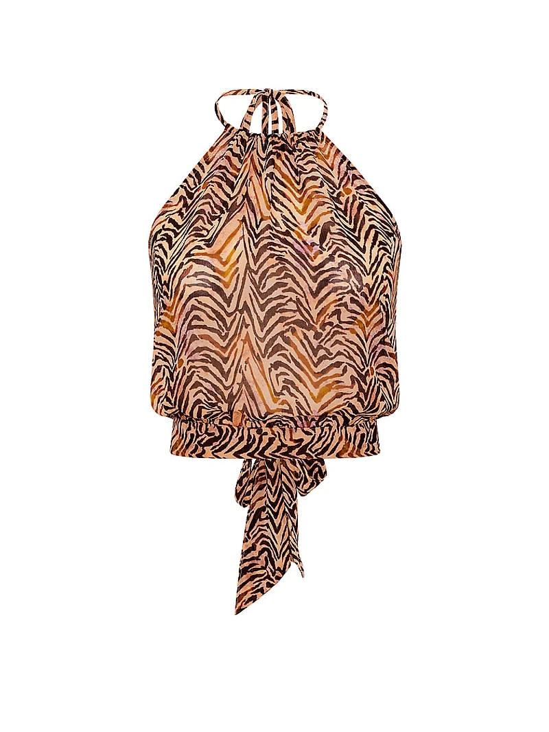 Beachwear Sheer Crinkle Halter Top