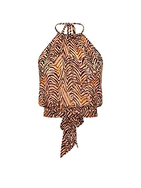 Beachwear Sheer Crinkle Halter Top