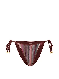 Shimmer Stripe Knit Side-Tie Cheeky Bikini Bottom