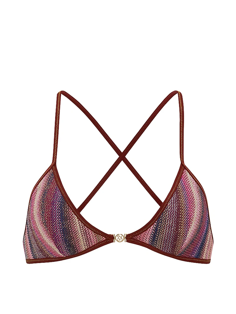 Shimmer Stripe Knit Triangle Bikini Top