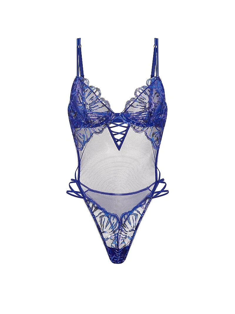 Party Floral Sequin Embroidery Unlined Demi Teddy