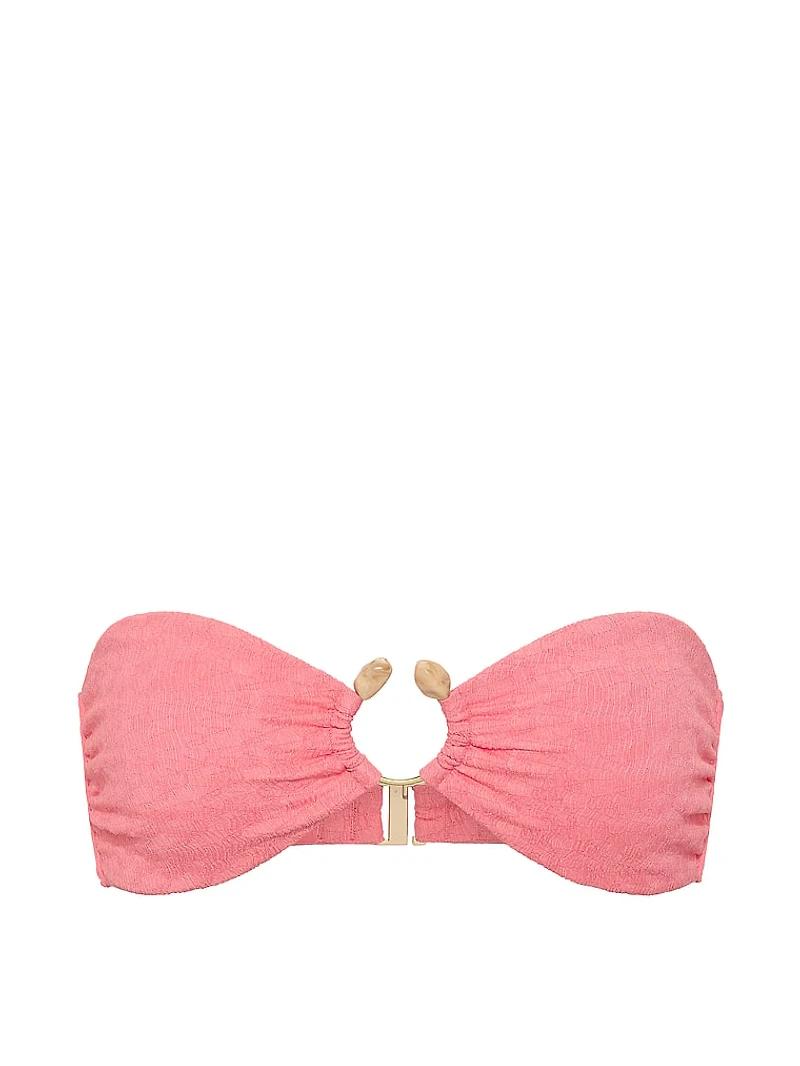 Beach Hoops Textured Jacquard Bandeau Bikini Top