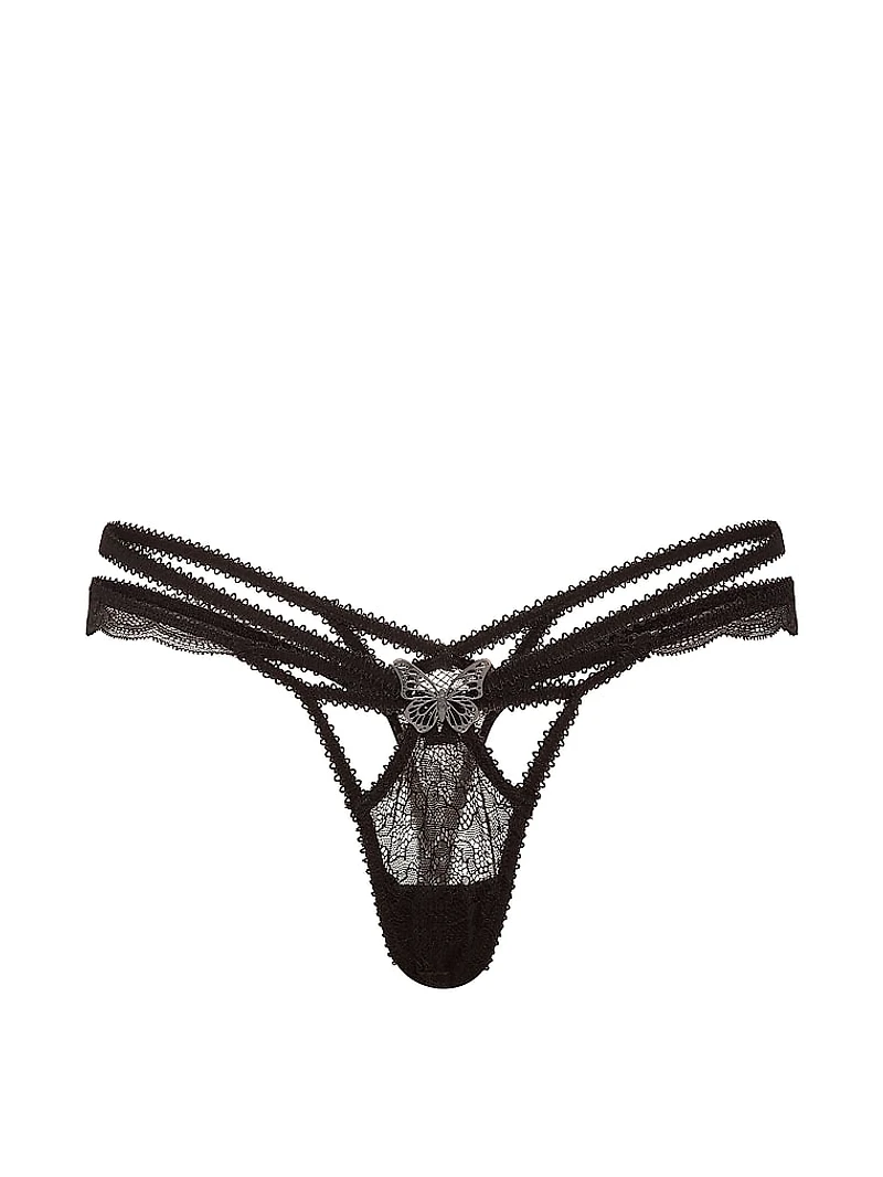 Rose Lace Butterfly Hardware Thong Panty