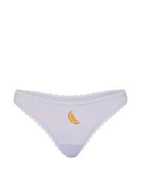 Cotton Shadow Stripe Lace-Waist Thong Panty