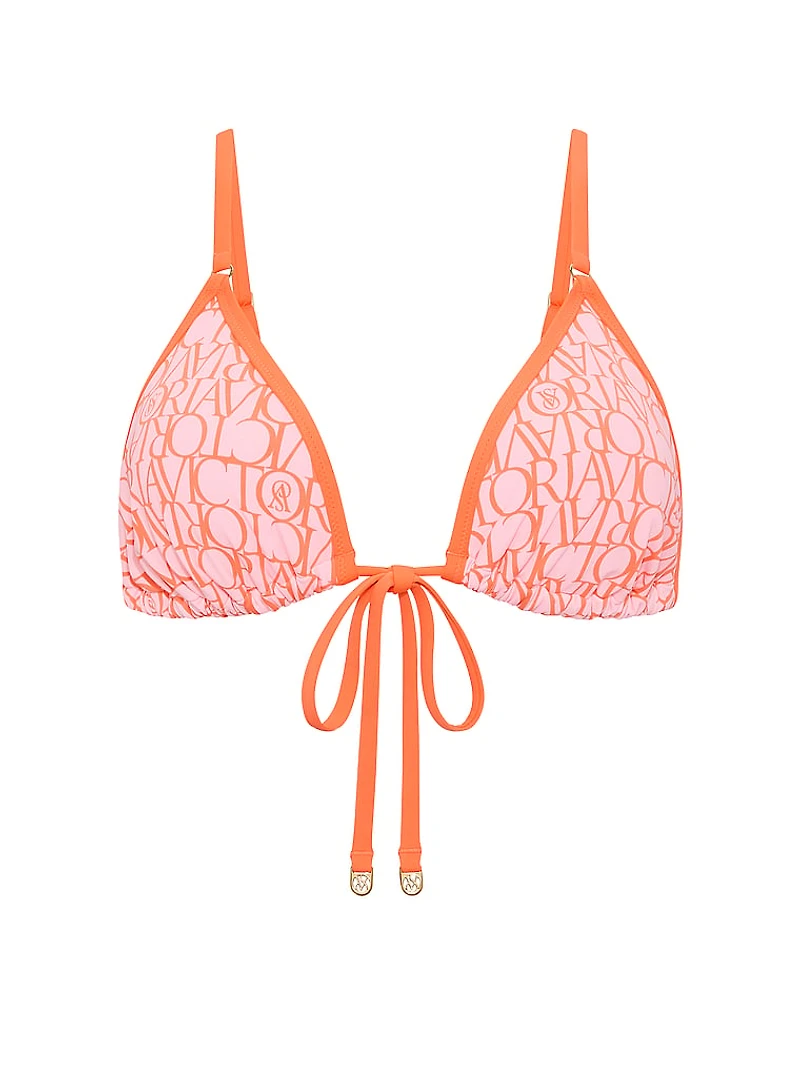 Logo Tie-Front Triangle Bikini Top