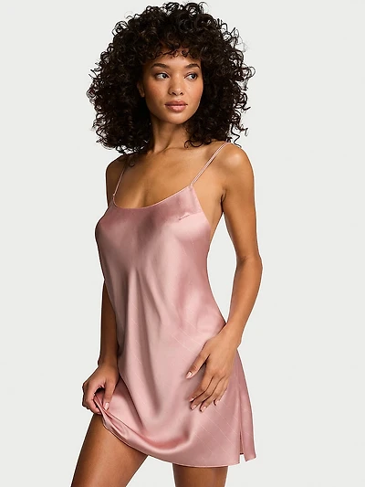 Satin Open-Back Slip Dress