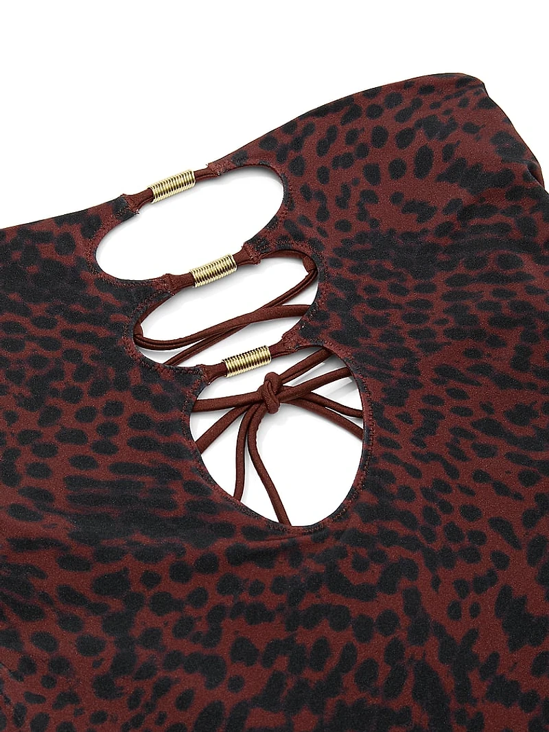 Reversible Cut-Out Rings Strapless One-Piece Swimsuit