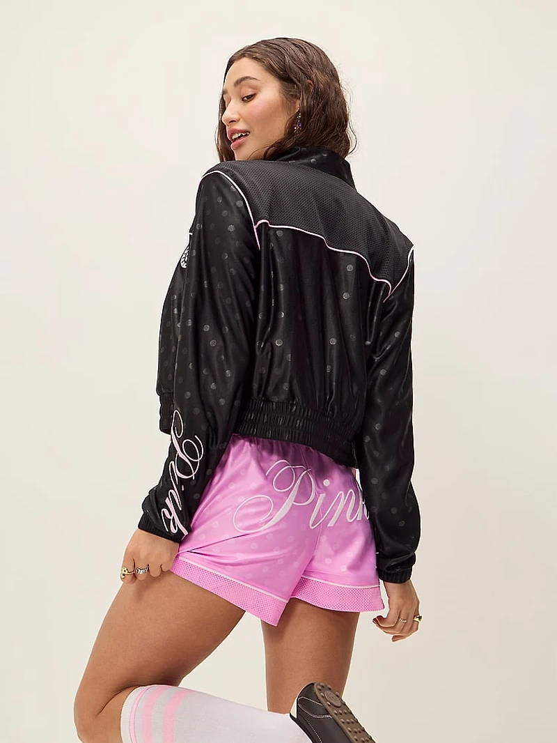 Satin Mock-Neck Full-Zip Jacket