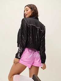 Satin Mock-Neck Full-Zip Jacket