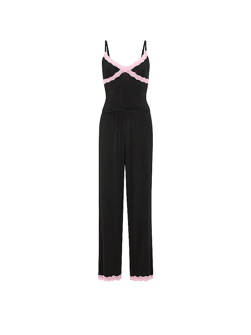 Modal Lace-Trim Cami & Pants Pajama Set
