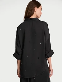 Silky Shine Button-Front Shirt