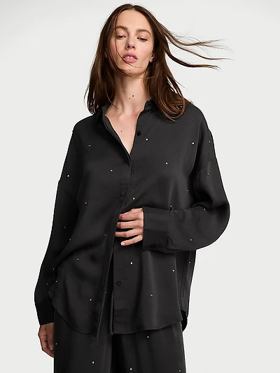 Silky Shine Button-Front Shirt
