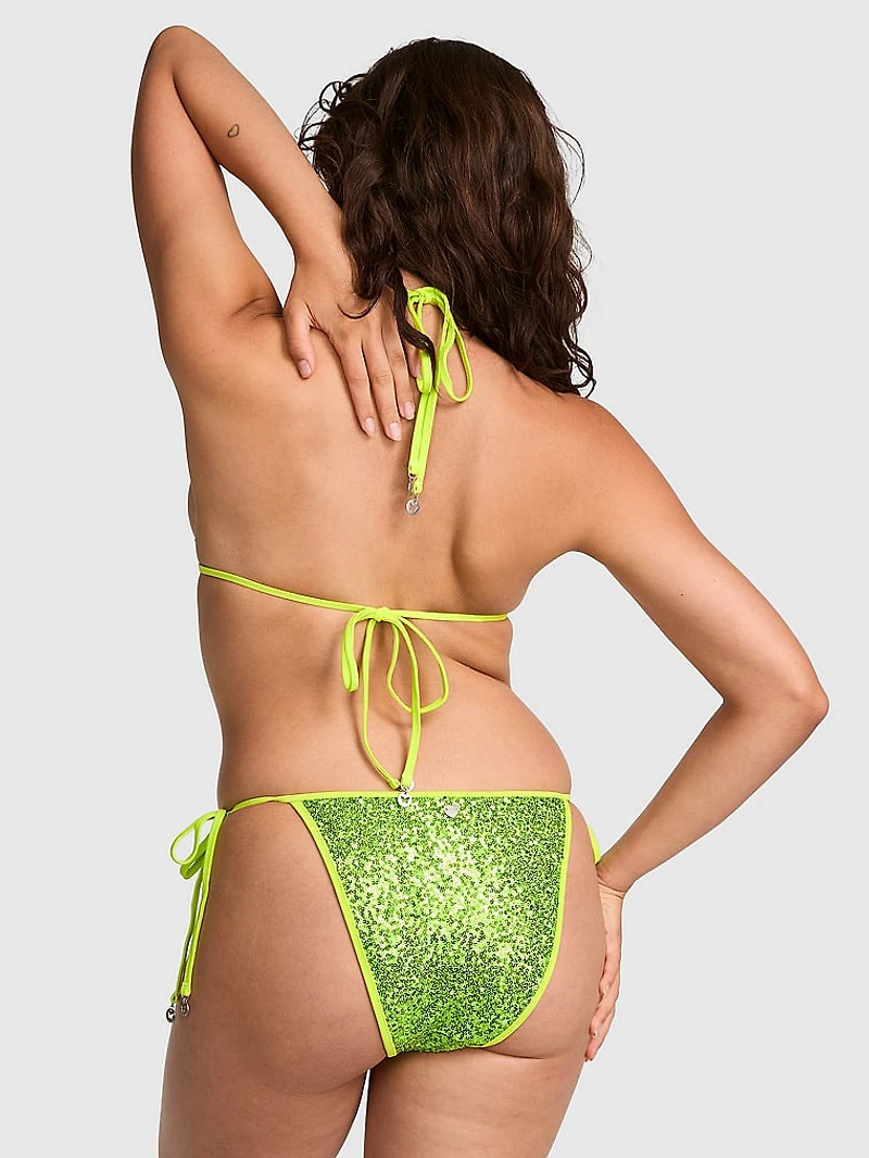 PINK | Elle Sequin Side-Tie Cheeky Bikini Bottom