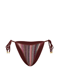 Shimmer Stripe Knit Side-Tie Cheeky Bikini Bottom