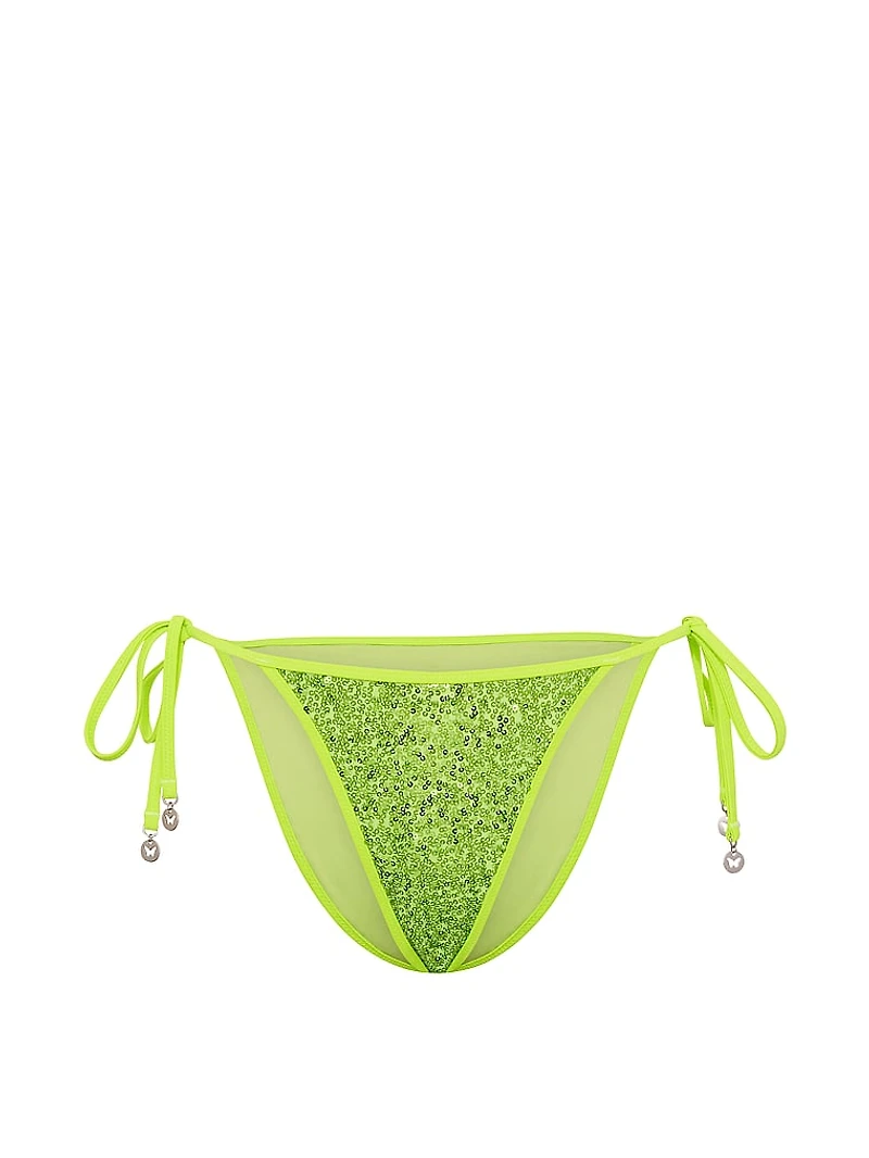 PINK | Elle Sequin Side-Tie Cheeky Bikini Bottom