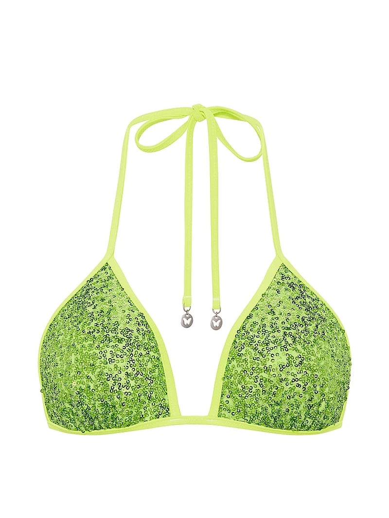 PINK | Elle Sequin Triangle String Bikini Top