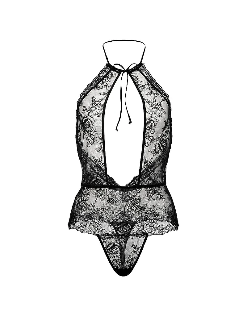 Rose Lace High-Neck Teddy