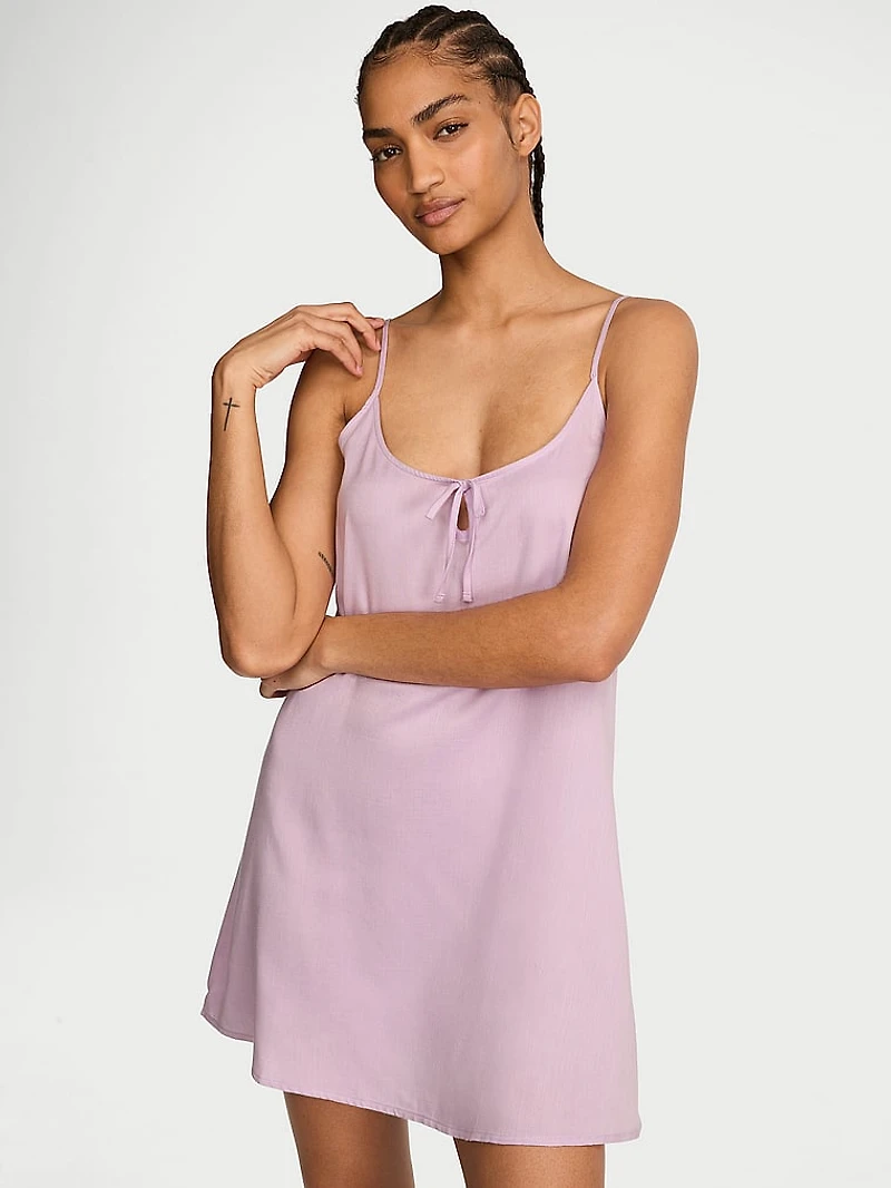 Modal-Cotton Keyhole Slip Dress