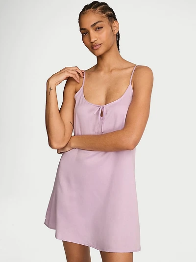 Modal-Cotton Keyhole Slip Dress