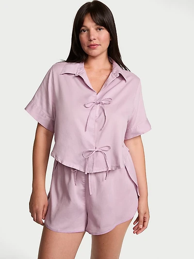 Modal-Cotton Tie-Front Short Pajama Set