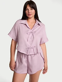 Modal-Cotton Tie-Front Short Pajama Set