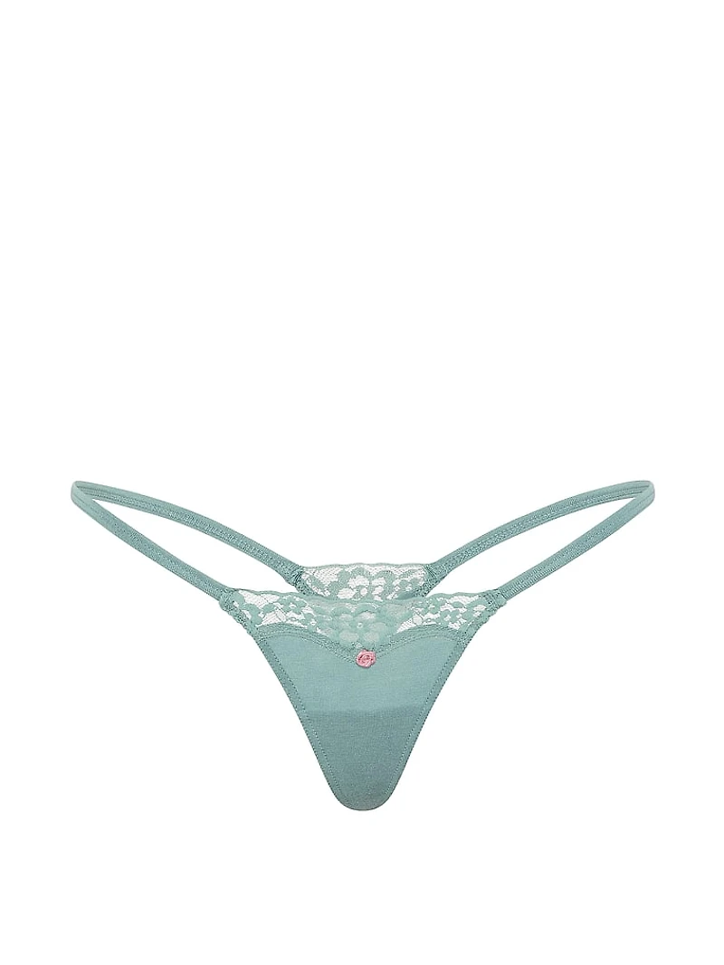 Cotton Lace-Trim Itsy V-String Panty