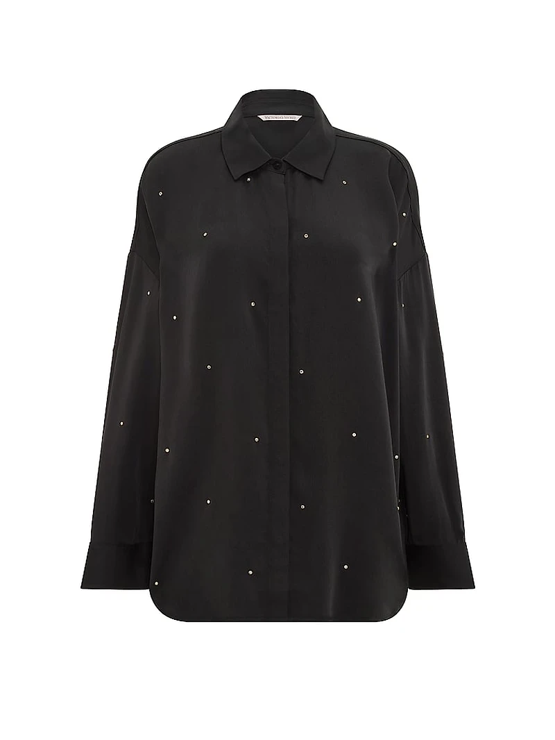 Silky Shine Button-Front Shirt