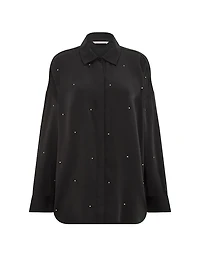 Silky Shine Button-Front Shirt