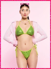 PINK | Elle Sequin Side-Tie Cheeky Bikini Bottom