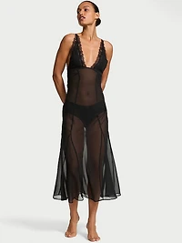 Chiffon Plunge Maxi Slip Dress