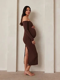 Sculpting Rib Off the Shoulder Dress