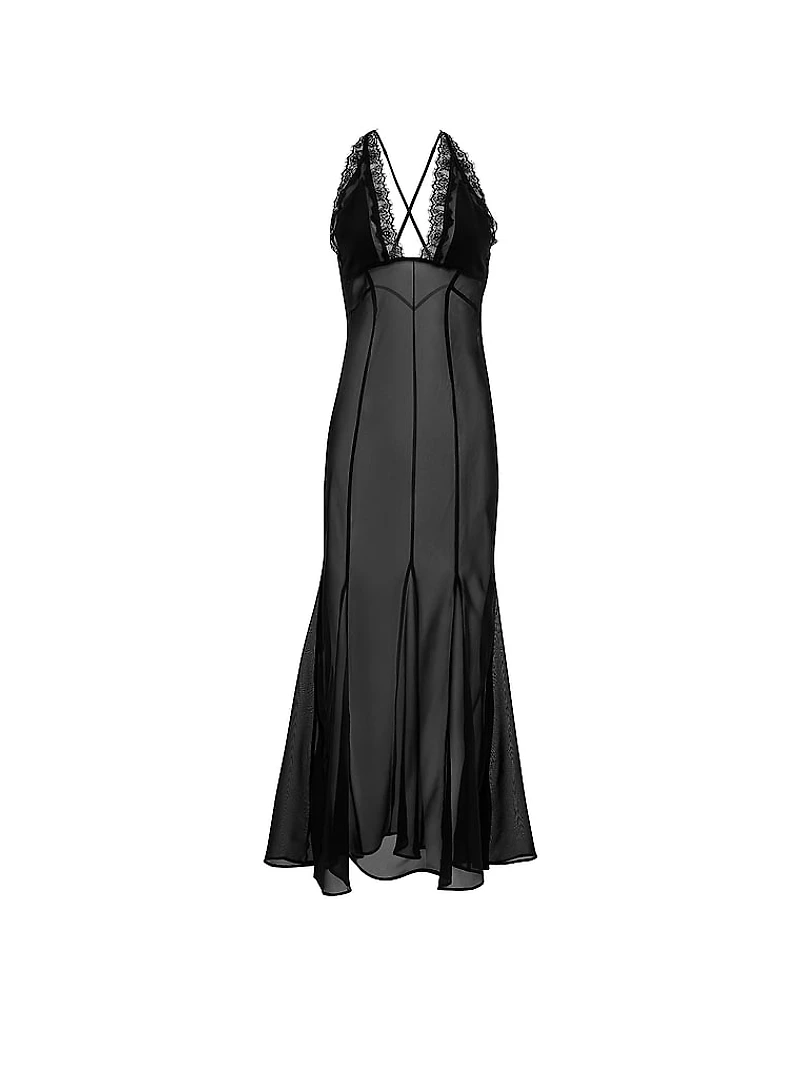 Chiffon Plunge Maxi Slip Dress