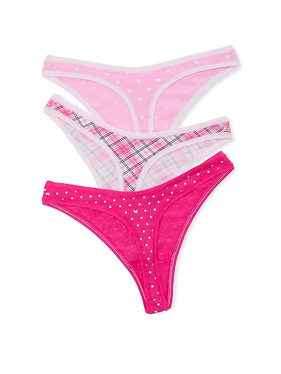 PINK | Elle 3-Pack Cotton Thong Panties