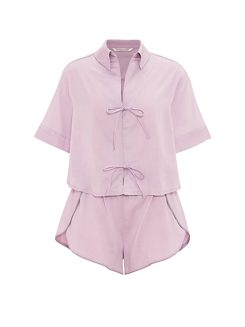 Modal-Cotton Tie-Front Short Pajama Set
