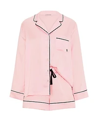 Signature Satin Long-Sleeve Short Pajama Set