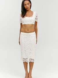 Frankies Bikinis x Paige Lorenze Honeymoon Lace Midi Skirt
