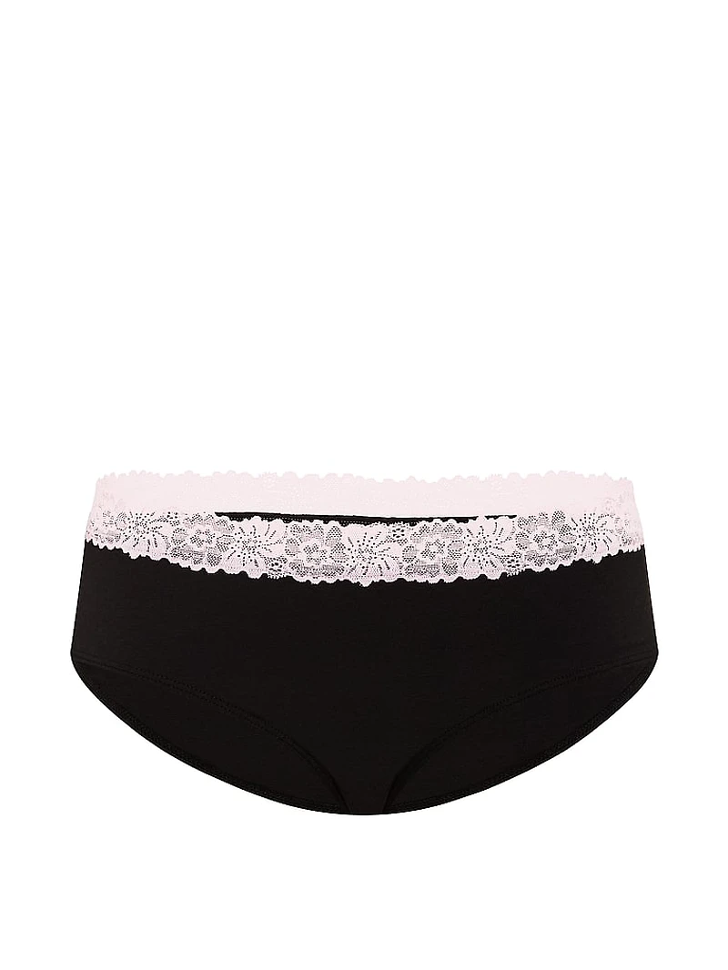 Cotton Lace-Trim Hiphugger Panty